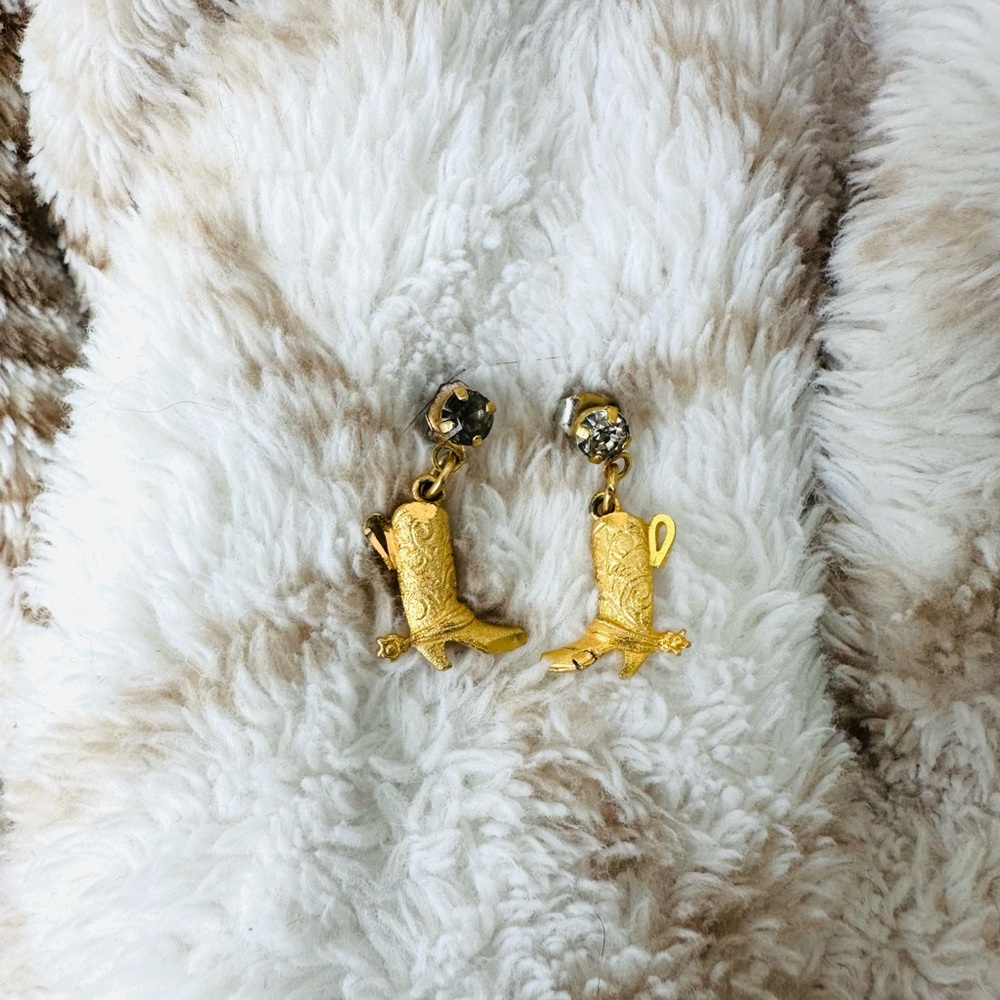 Gold Cowboy Boot Earrings